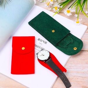 2 Packs Unisex Green Velvet Watch Pouch Storage Portable Organizer